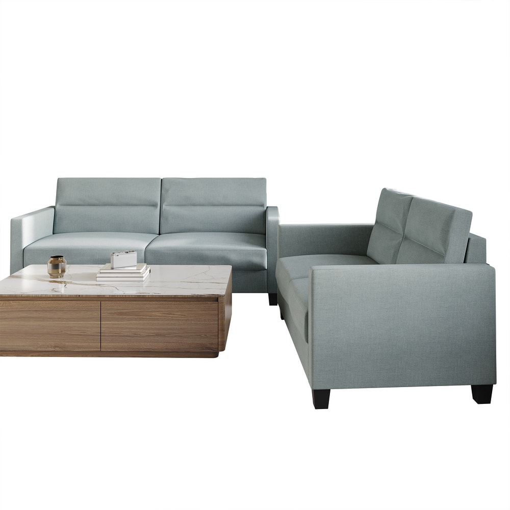 CraftPorch Minimalist Linen Upholstered 2-Piece Living Room Set