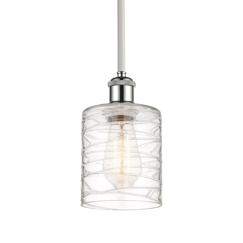 Innovations Lighting 516-1S-8-5 Cobbleskill Pendant Cobbleskill 5" - Deco Swirl / White and Polished Chrome