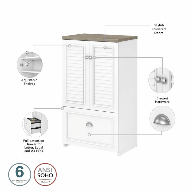Fairview 60W L Shaped Desk and Storage Cabinet by Bush Furniture