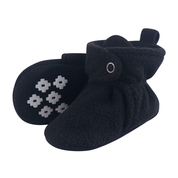 slide 1 of 1, Little Treasure Baby Cozy Fleece Booties, Black 0-6 Months - Black