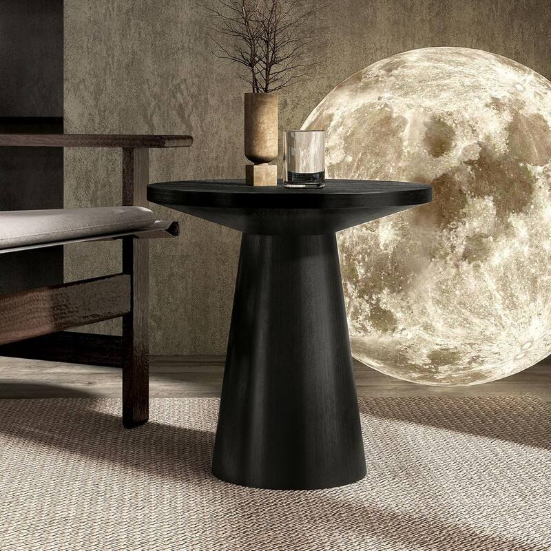 Round End Table with Pedestal Base