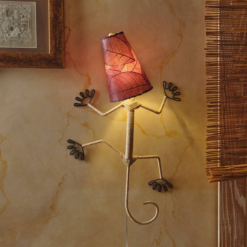 Gecko Wall Lamp Combo, Cocoa Leaves Shade, 16 x 7 x 24 in. - 16 x 7 x 24