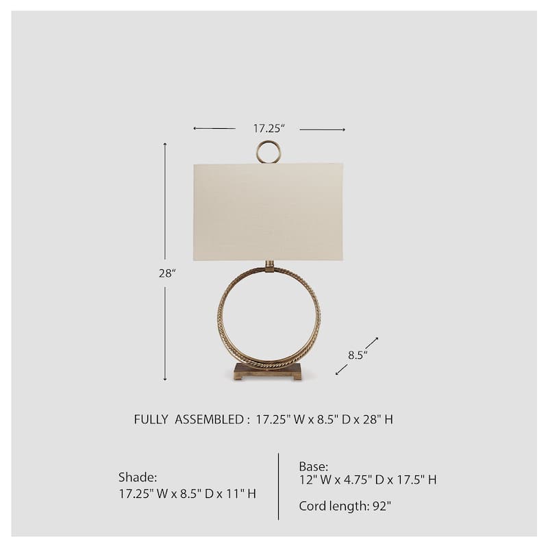 Mahala 28 Inch Metal Table Lamp - Antique Gold Finish - 15x13x19