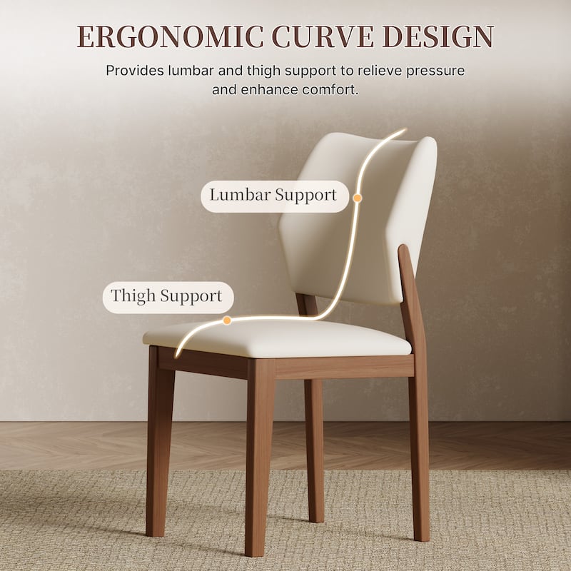 Modern Back Side Chair Dining Chair, Faux Leather, 2pieces