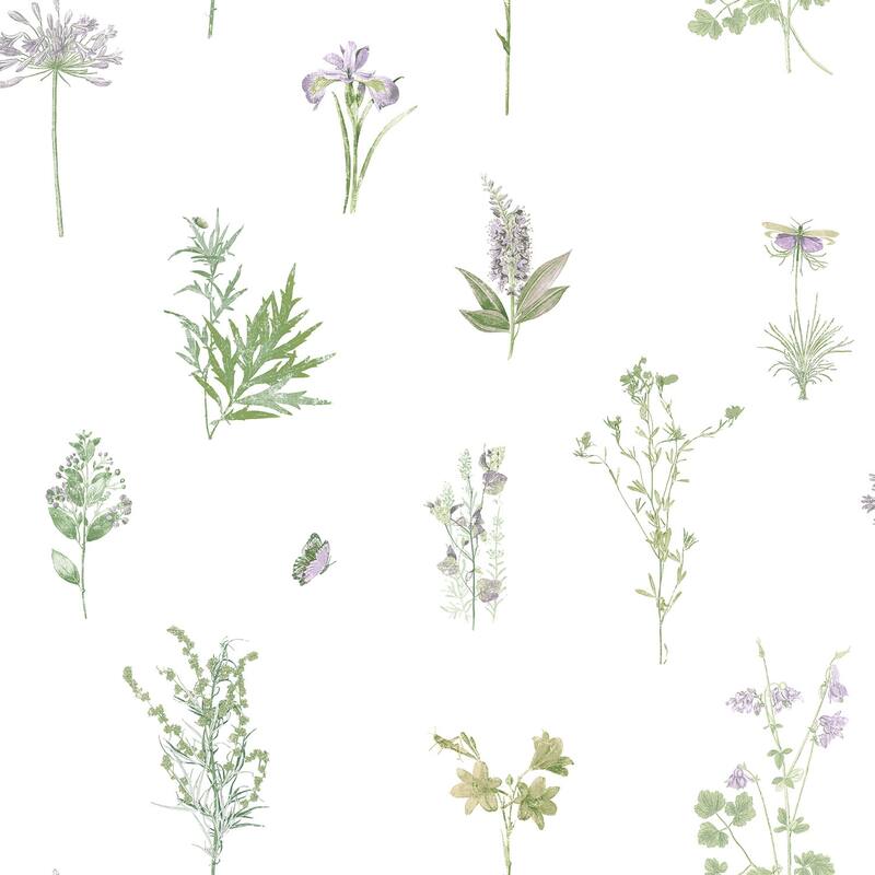 Galerie Wallcoverings Evergreen Botanical Floral Leaf Vinyl on Non-woven Matte Wallpaper Roll - 33 feet long x 21 inches wide - Green/Taupe