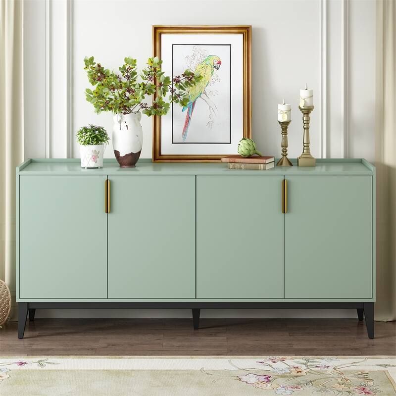 Storage Cabinet Sideboard Wooden Cabinet w/ 4 Doors，Adjustable Shelf