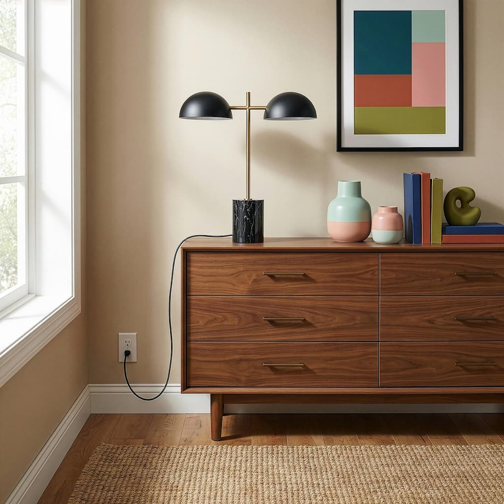 Lepo Dual Dome Modern Table Lamp with Marble Base