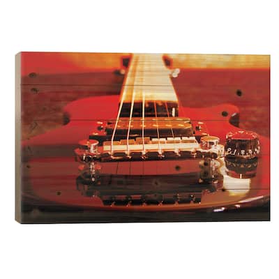 Electric Guitar Print On Wood by Unknown Artist - Multi-Color