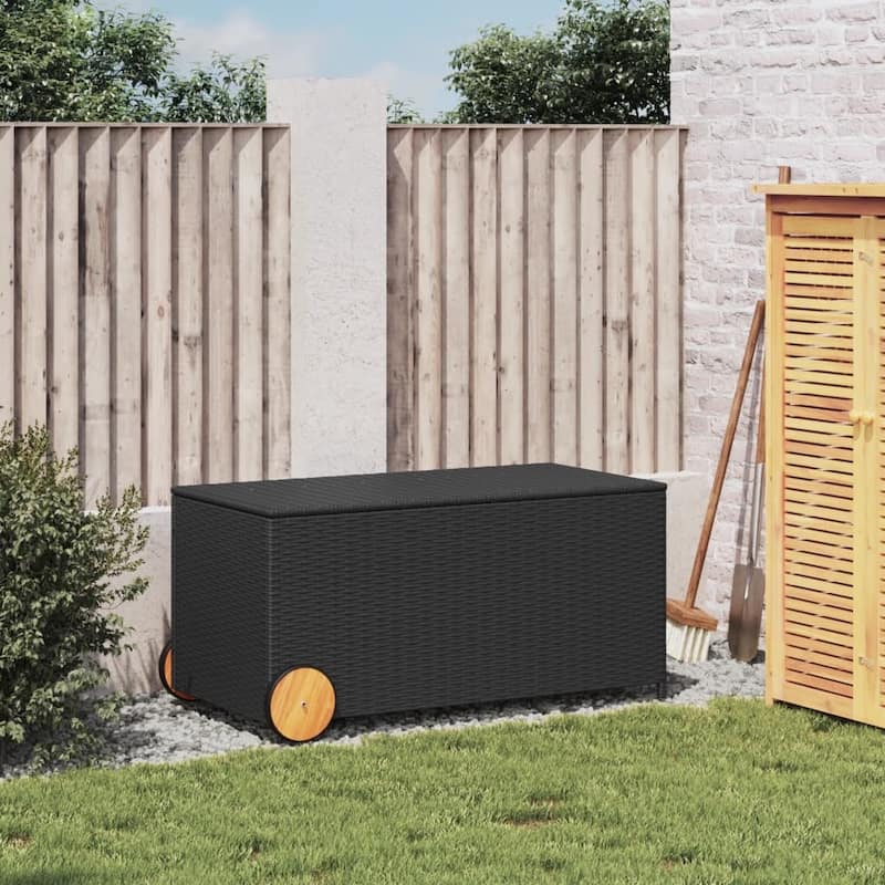 vidaXL Patio Storage Box Poly Rattan 70.9"x35.4"x27.6" Gray