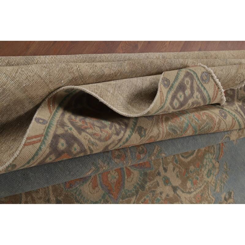 Blue Tabriz Persian Area Rug Hand-Knotted Medallion Wool Carpet - 9'3"x 12'4"