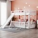 preview thumbnail 1 of 25, Twin over Twin Wood Bunk Bed with Convertible Ladder and Slide White