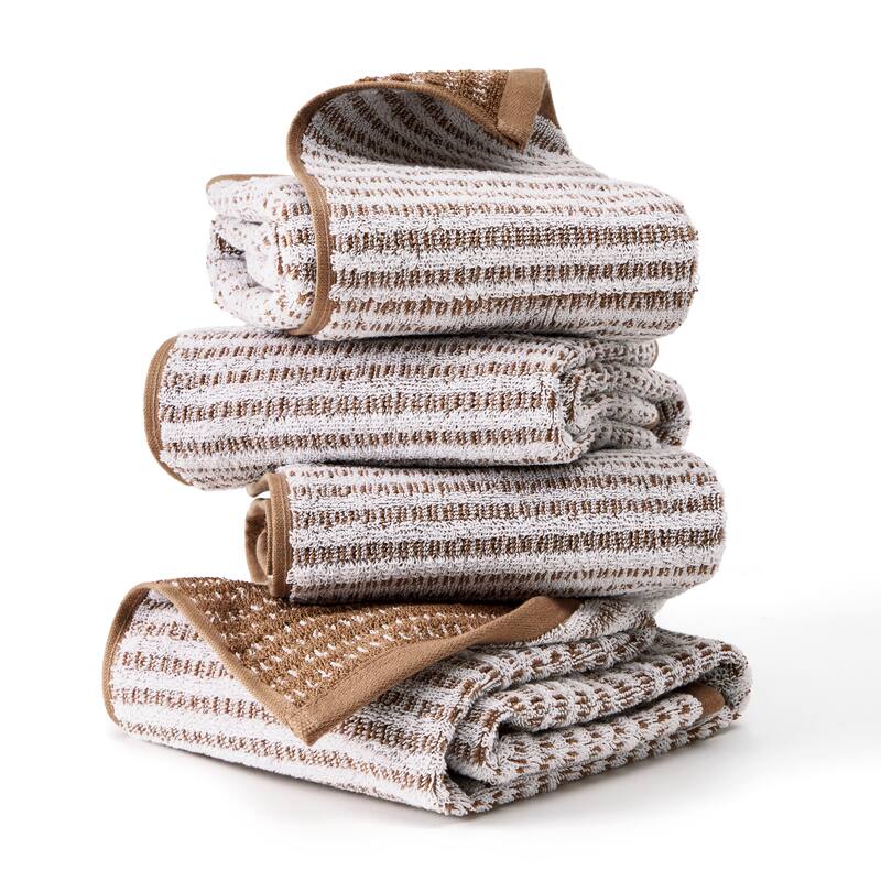 TOWN & COUNTRY PLAY 4-Piece Striped Reversible Terry Brights Hand Towel Set - 20"x30"