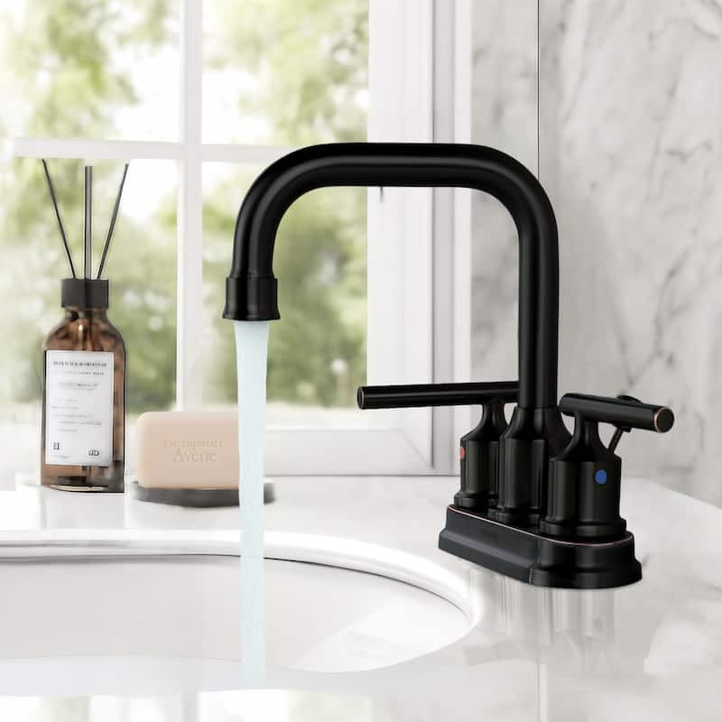 WOWOW 4 in. Centerset Double Handle Bathroom Faucet