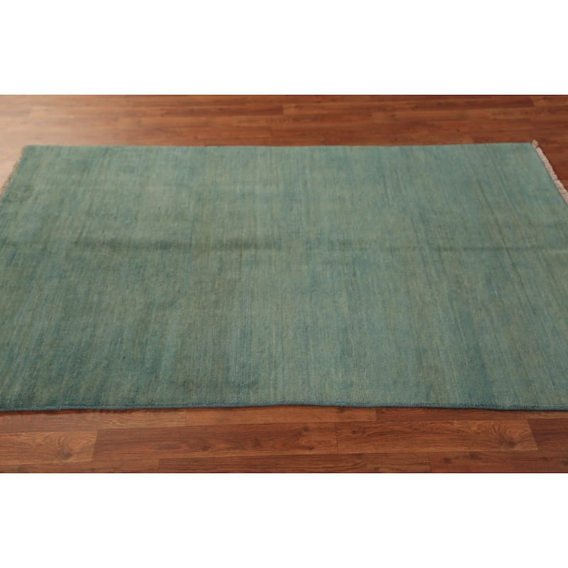 Green & Blue Gabbeh Oriental Rug Handmade Wool Carpet - 2'10" x 6'1"