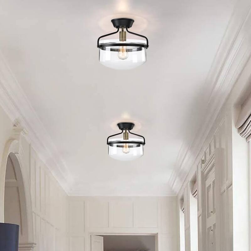 Hukoro 1-Light 11.81-in Incandescent Semi-Flush Mount Light