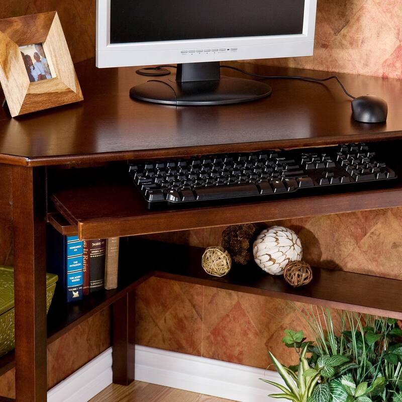 HomeRoots Espresso Corner Computer Desk