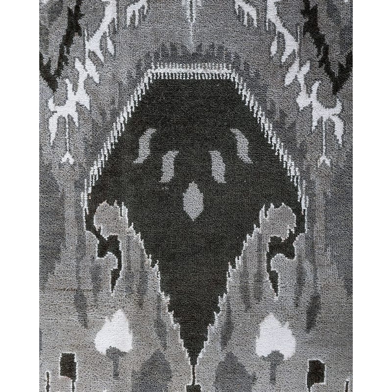 Ikat One-of-a-Kind Hand-Knotted Area Rug - Gray, 9' 0" x 12' 4" - 9' 0" x 12' 4"