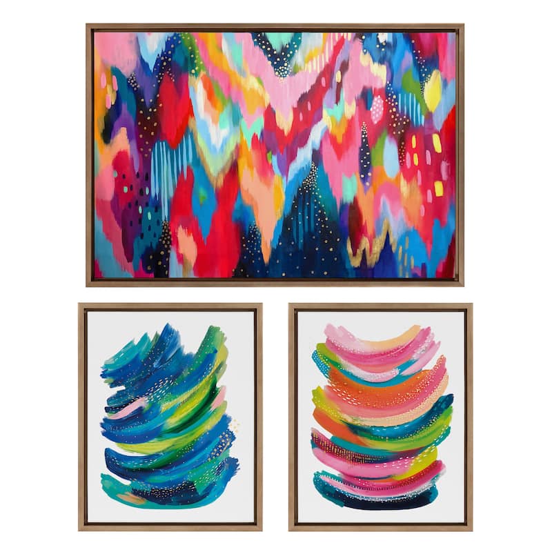 Kate and Laurel Sylvie Brushstroke and Bright Canvas by Jessi Raulet - Plastic - Gold