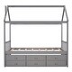 preview thumbnail 12 of 16, Twin Size Wooden House Bed with Trundle and 3 Storage Drawers