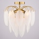preview thumbnail 11 of 10, Burbank 4-Light Muted Gold Brass Waterfall Semi Flush Mount Lighting Ceiling Fixture, White Leaf Glass Shade Entryway
