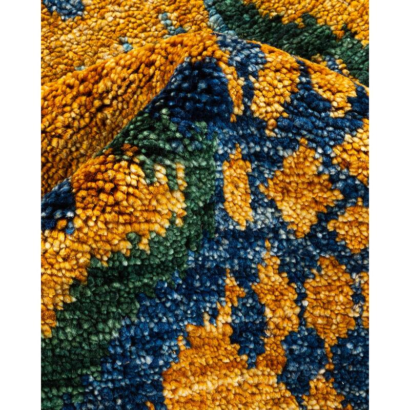 Overton Hand Knotted Wool Contemporary Ikat Yellow Area Rug - 6' x 9'