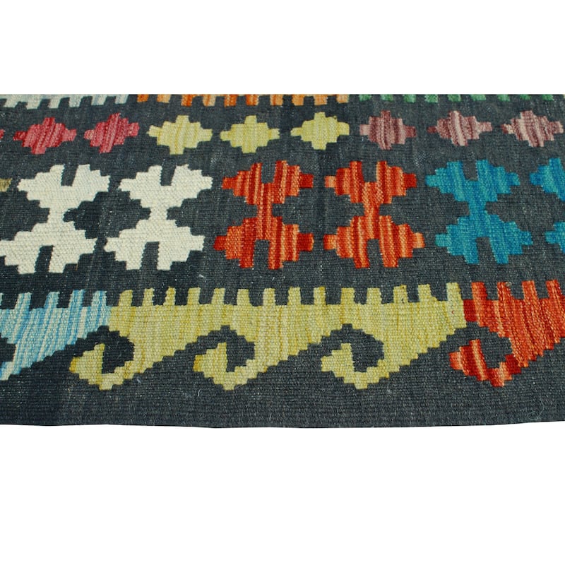 Flatweave Norwood Black/Turquoise Rug - 8'2" x 11'8"