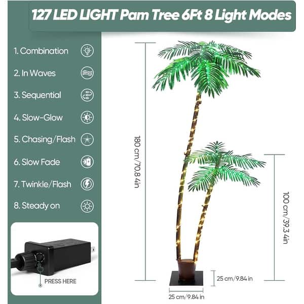 6FT Lighted Artificial Palm Tree
