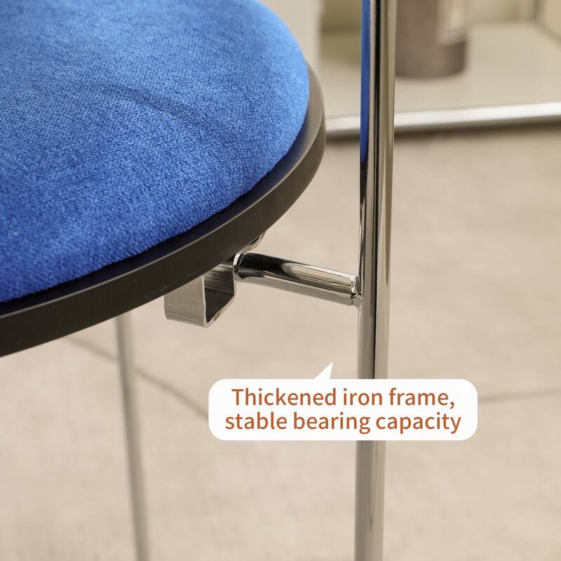 Folding Dining Chair,Chrome Frame with Wood back(Blue-1pc)