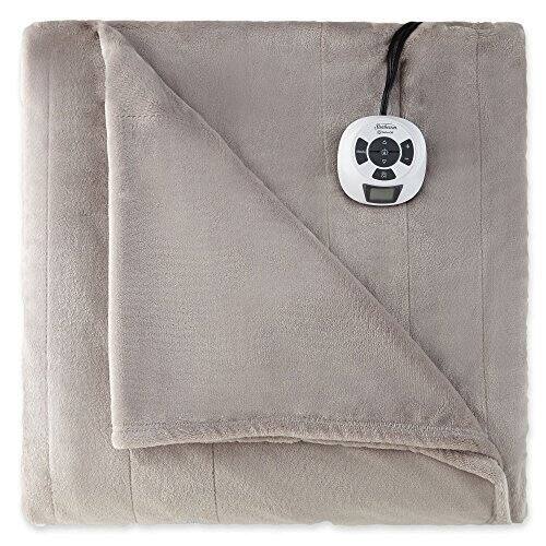 Jarden Bsv9gts-R772-12A44 Sunbeam Heated Velvet Plush Blanket Twin  -Mushroom - Bed Bath u0026 Beyond - 15923396