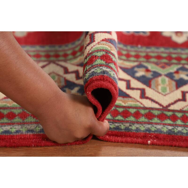 Red Kazak Oriental Area Rug Hand-Knotted Dining Room Wool Carpet - 6'8" x 9'9"
