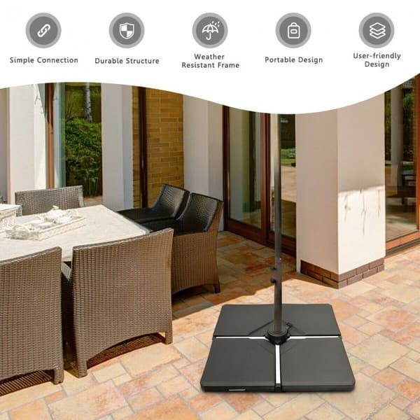 4 pcs 238lb patio cantilever offset umbrella base weight stand Best Choice Products 4-Piece Square Plate Set w/ Easy-Fill Spouts which can facilitate you to fill quickly with funnel Outsunny Cantilever Umbrella Base 175