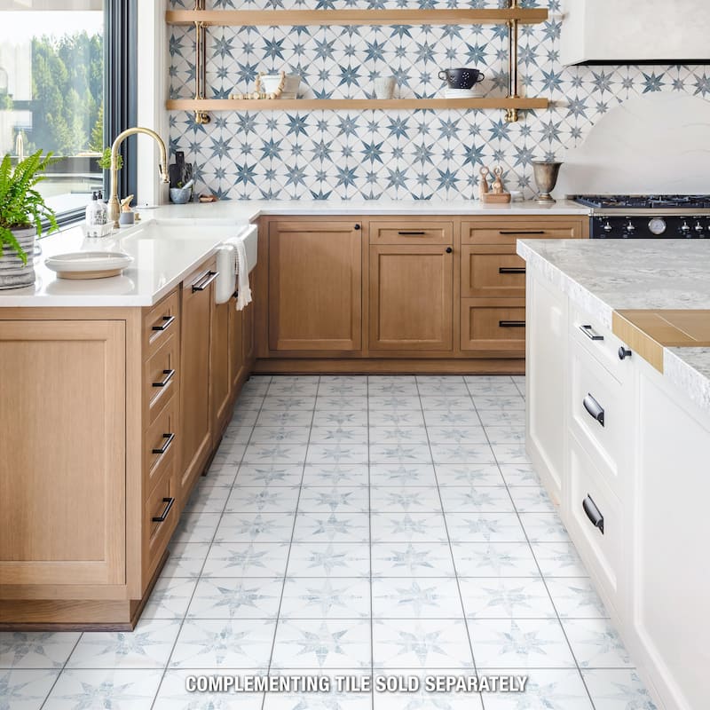 Merola Tile Cassis Stella White 9-3/4" x 9-3/4" Porcelain Floor and Wall Tile - Case (16 Tiles)