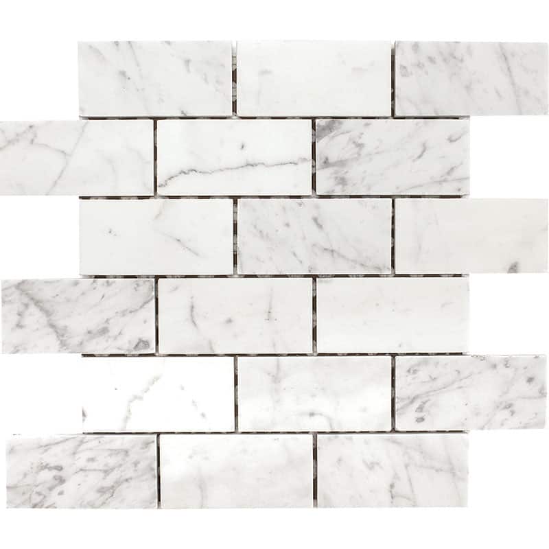 Carrara Marble 2" x 4" Brick Honed Mosiac Tile