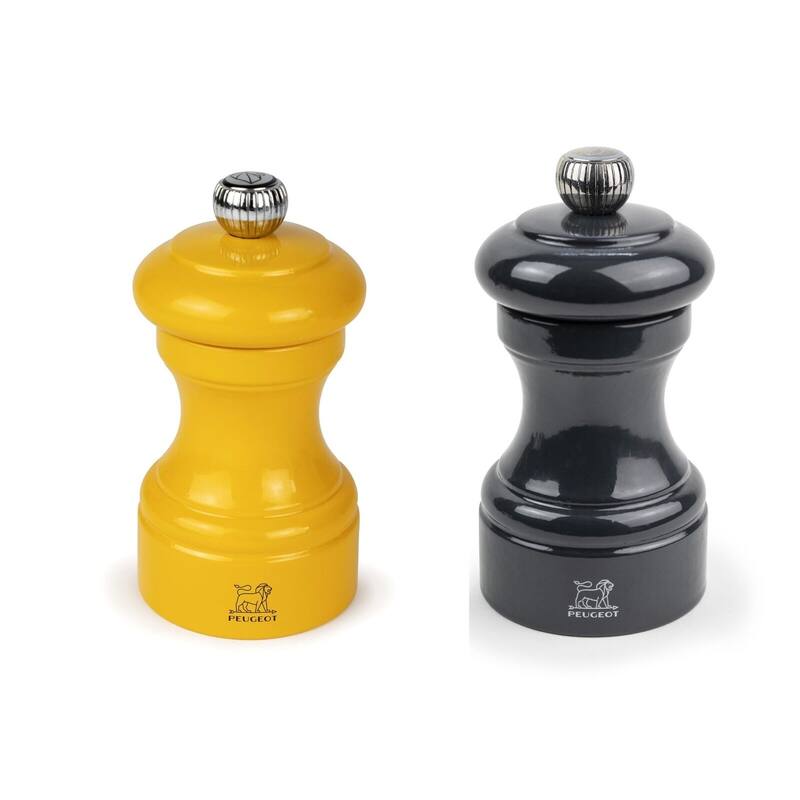 Peugeot Bistro Pepper and Salt Mill Set - 10cm - 4in. - Saffron Yellow and Slate