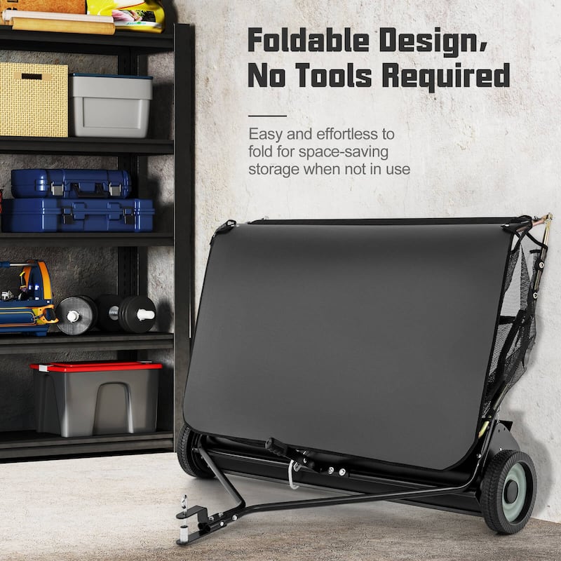 Costway 48" Tow-Behind Lawn Sweeper with 27 Cu.FT Large-Capacity - See Details