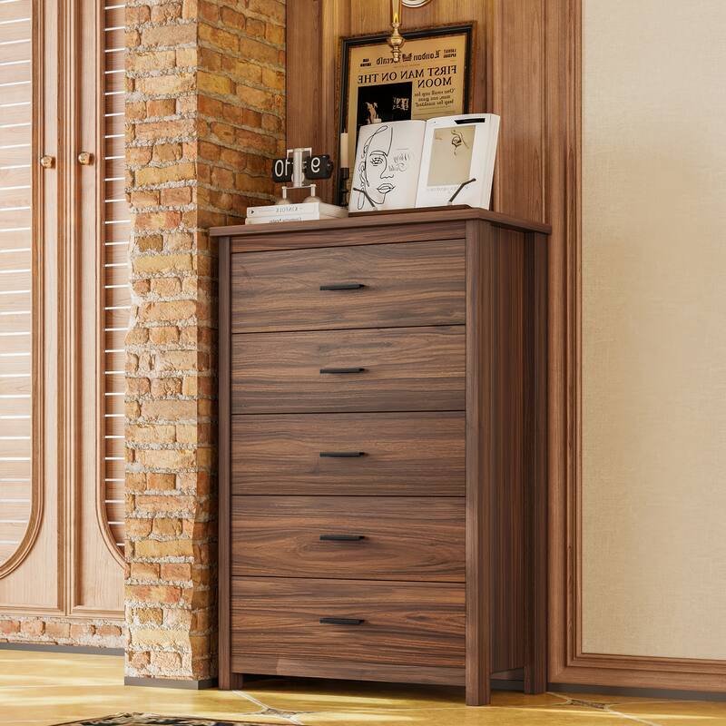 4-Piece Queen Bedroom Set - Storage Headboard with Charging, 2 Nightstands & 5-Drawer Dresser