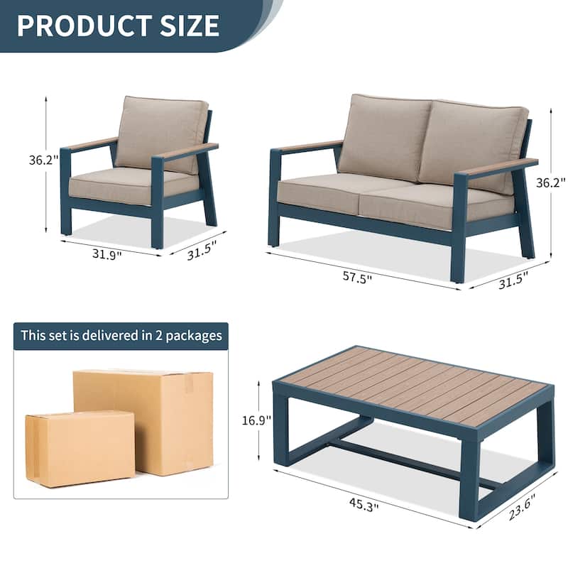 Zenova Aluminum Patio Conversation Sets,Outdoor Sofa Sets