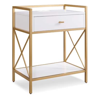 Contemporary Charging One Drawer Nightstand Side Table
