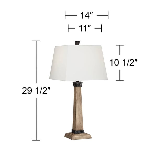 John timberland rustic farmhouse table lamps set of 2 with usb charging port wood oatmeal tapered rectangular shade living room outlet