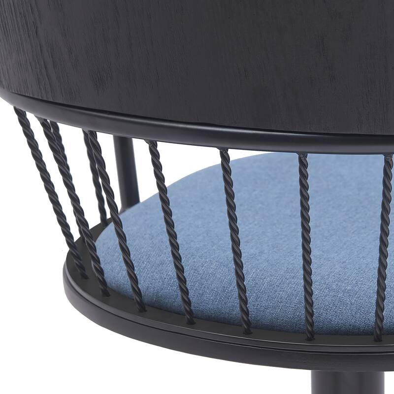 Nash Black Metal Upholstered Adjustable Swivel Bar Stool