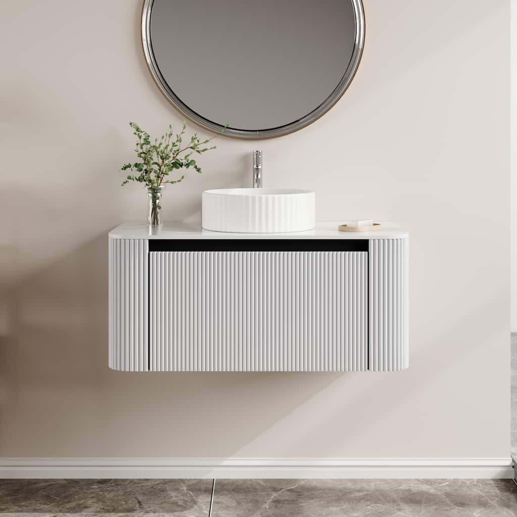 Modern Floating Bathroom Vanities with Sink, White