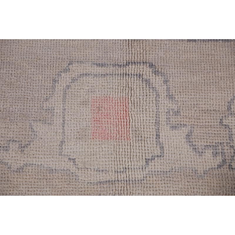 Hand Knotted Oriental 100% Wool Carpet Transitional Geometric Beige & Ivories Oushak Area Rug - 12' 0'' X 8' 10''