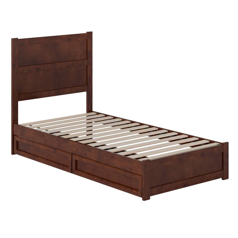 Aveline Wood Platform Bed with Matching Footboard & Storage Drawers