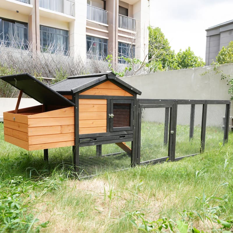Wooden Chicken Coop, Large Outdoor Hen House with Nesting Box Poultry Cage
