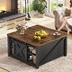 preview thumbnail 42 of 51, Coffee Table Lift Top Square Center Table Barn Door Adjustable Shelves