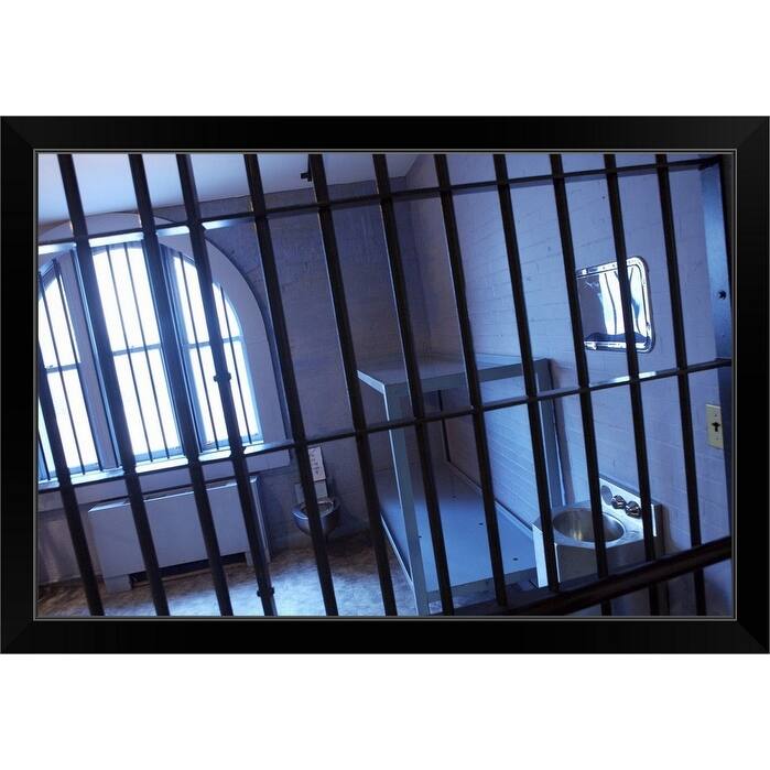 "Mock jail cell at New York City Police Museum" Black Framed Print