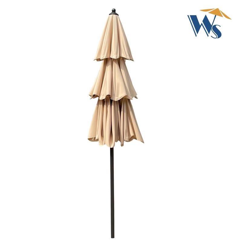 9Ft 3-Tiers Outdoor Patio Umbrella with Crank and tilt and Wind Vents Pool Shade Outside Deck Swimming Pool