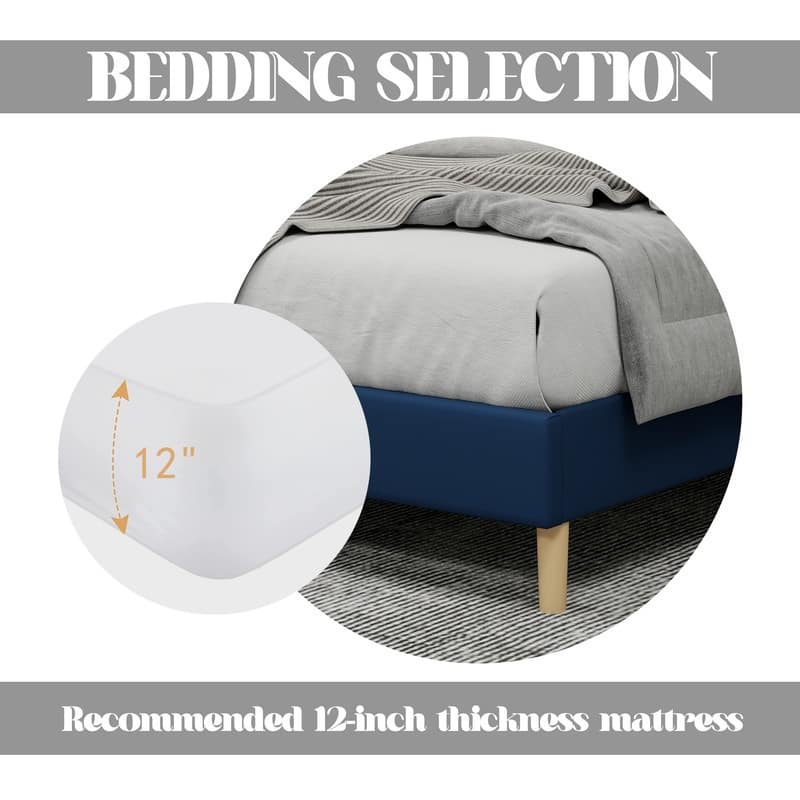 Caxkun Upholstered Platform Bed Frame with Wingback headboard