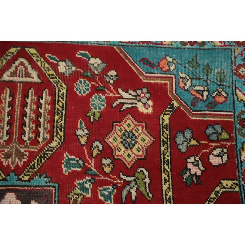 Hand Knotted Oriental 100% Wool Carpet Traditional Floral Red Tabriz Area Rug - 5' 11'' X 4' 6''