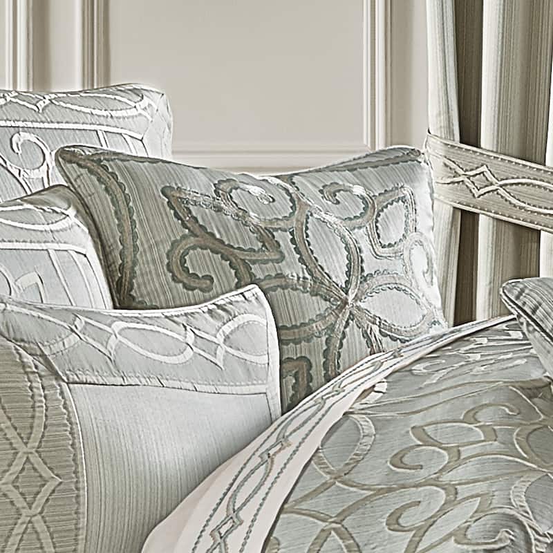 Five Queens Court Nouveau 18" Square Embellished Decorative Throw Pillow - Accent - Polyester - Spa Blue